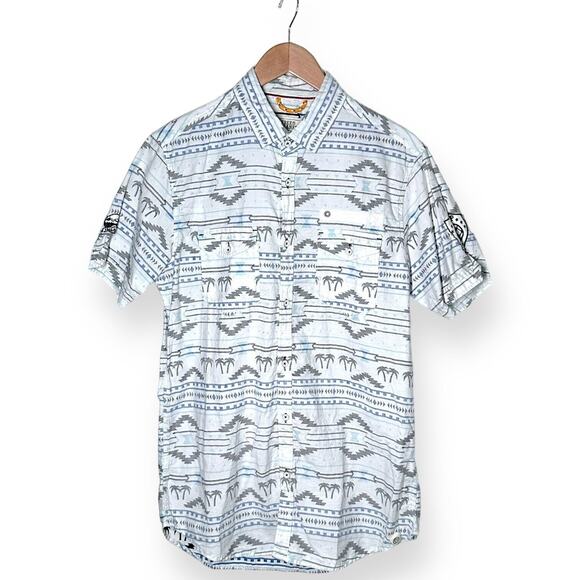 FREE PLANET SouthWestern Button Up Shirt Aztec Hippie Y2K Skate Beach Kidcore - Picture 7 of 10